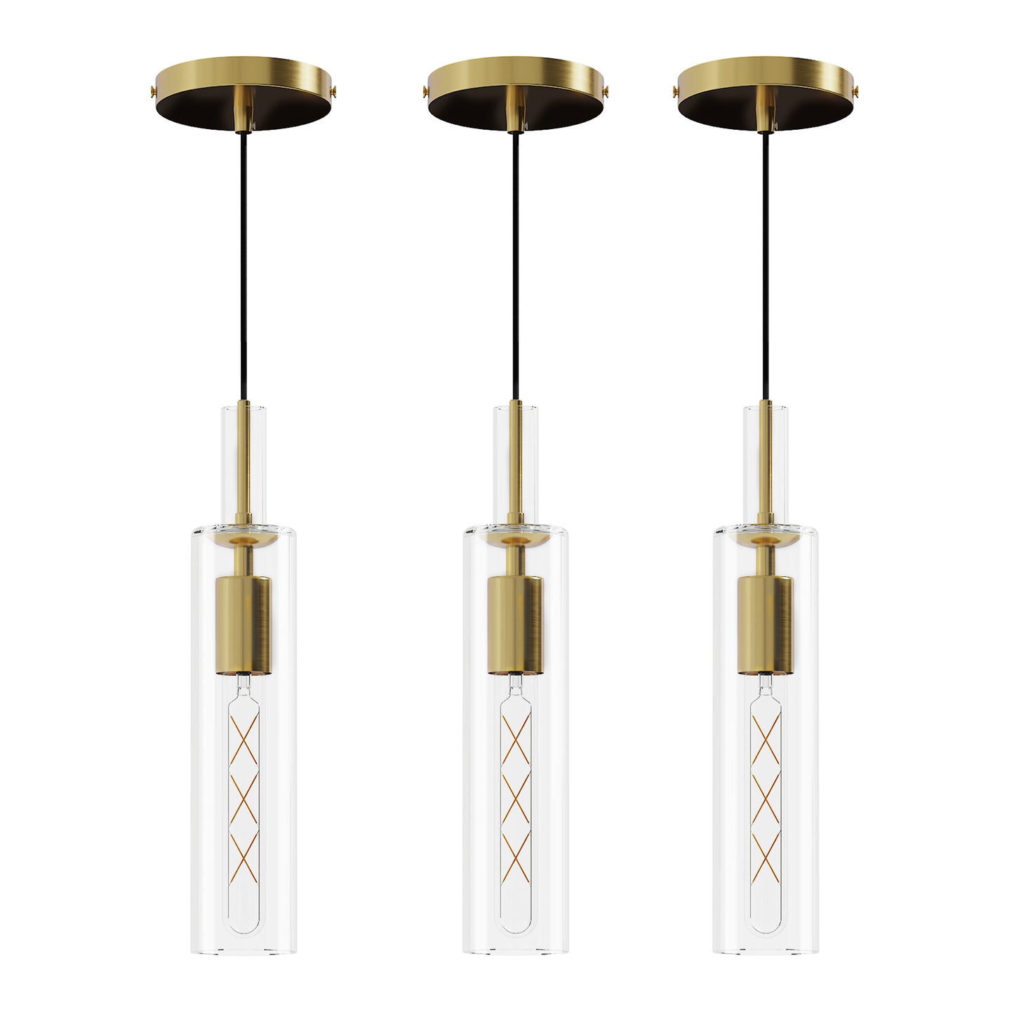 LumaStria Glass Gold Trio Pendant Set