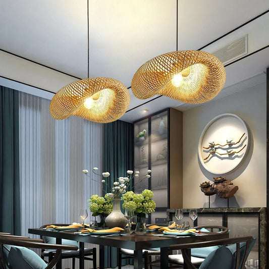NaturaWeave Bamboo Hat Pendant Lamp