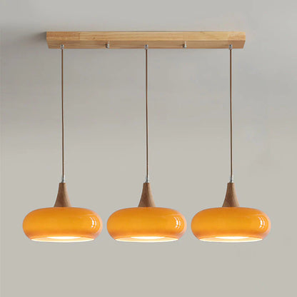 Nordic CreamWood Glass Pendant Chandelier