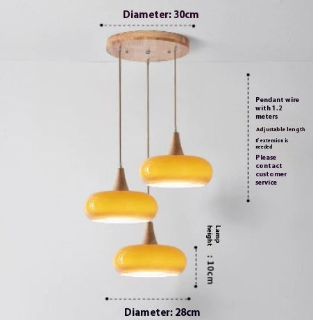 Nordic CreamWood Glass Pendant Chandelier