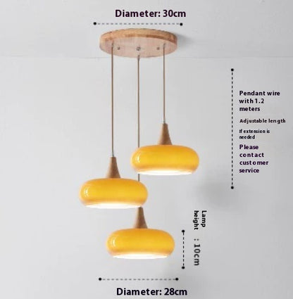 Nordic CreamWood Glass Pendant Chandelier