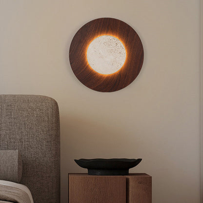 Bedside Wall Lamp In Bedroom, Yellow Travertine, Round, Retro
